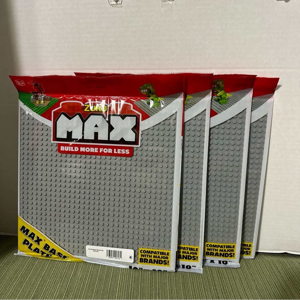 lot 4 ZURU MAX 10x10” MAX BASE PLATE BUILD CONSTRUCTION FITS Lego other brands